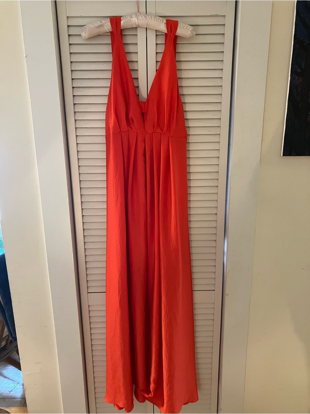 Moutaki Orange Bohemian Flowy Tie Maxi Dress